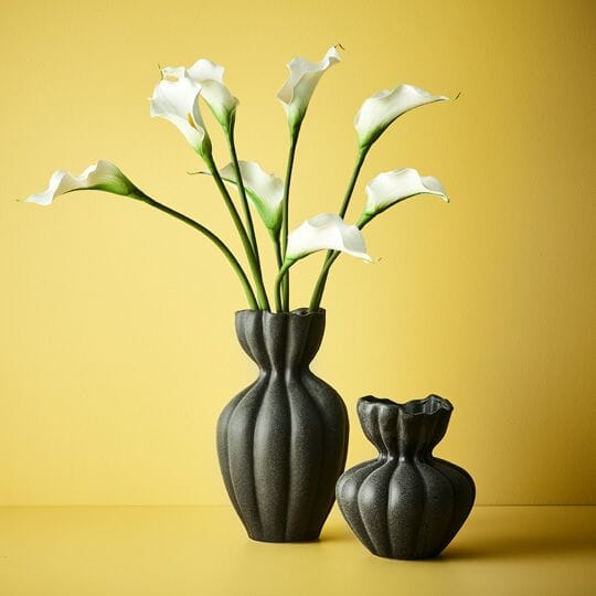 Donatella Stone Vase in Charcoal 19cm