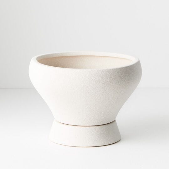 Frida Stone Bowl W/ Saucer in Matte White
