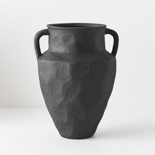 Tamia Stone Vase in Black 30cm