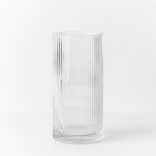 Farrah Ribbed Cylinder Vase in Clear 25cm