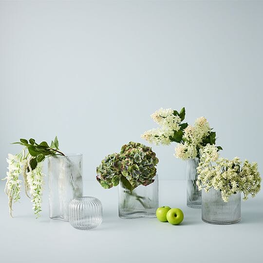 Farrah Ribbed Cylinder Vase in Clear 25cm