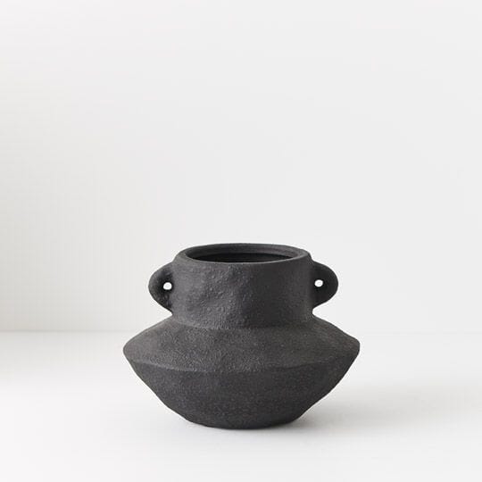 Tamia Stone Vase in Black 20cm