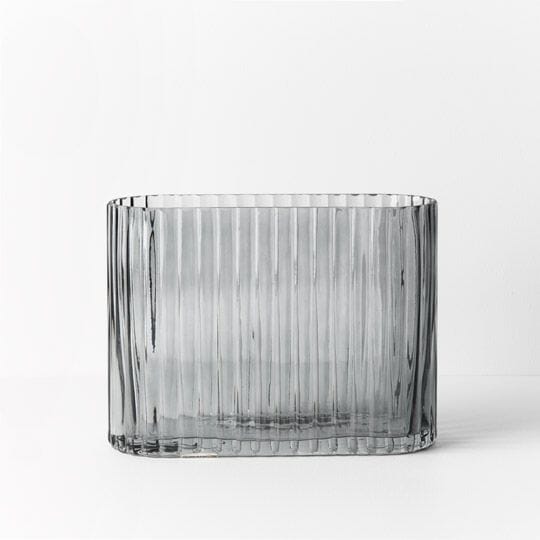 Paloma Oval Ripple Glass Vase in Grey 27cm