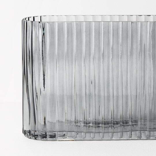 Paloma Oval Ripple Glass Vase in Grey 27cm