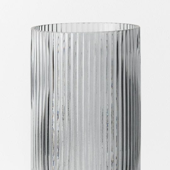 Farrah Ribbed Cylinder Vase in Grey 25cm