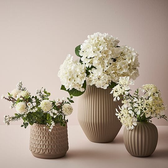 Dahlia Faux Bouquet Mix in White/Green - 34cm