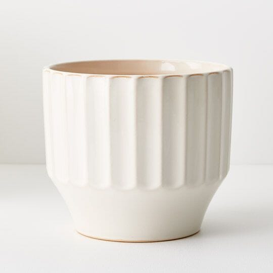 Estella Ceramic Footed Pot in Cream 17cm