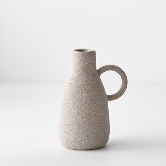 Katia Stone Vase W/ Handle in Matte Grey 12.5cm