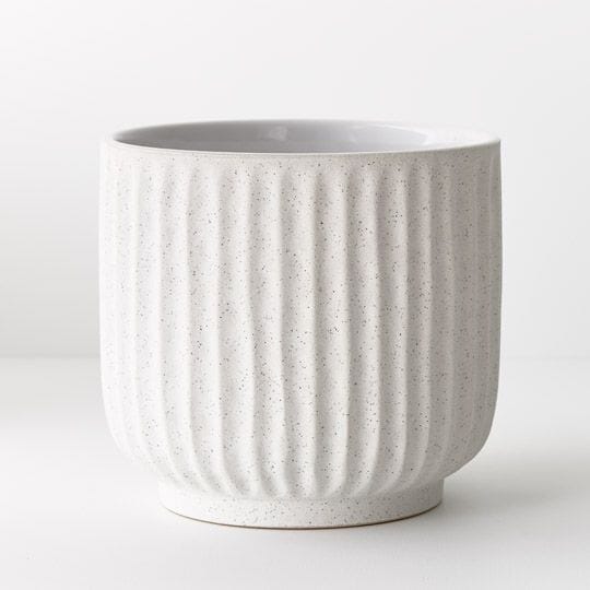 Katia Stoneware Ribbed Pot in White 19cm