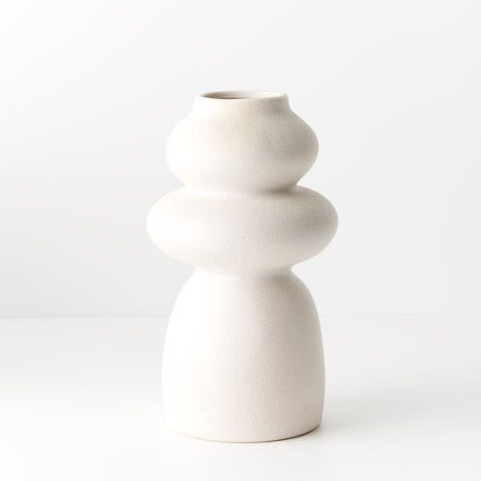 Tova Stone Vase in White - 26cm