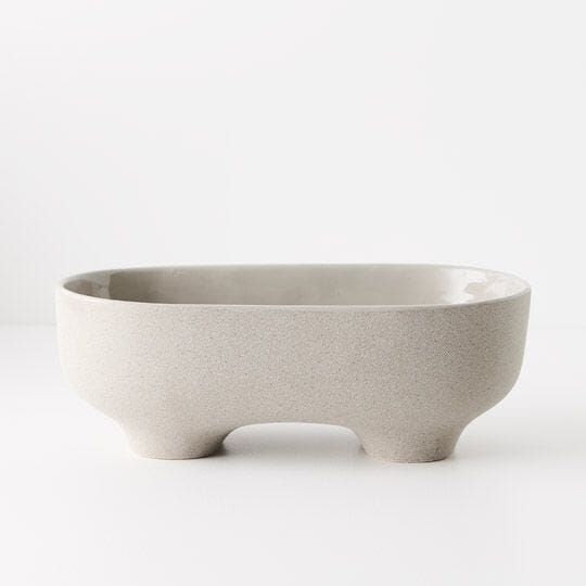 Katia Stoneware Footed Serving Bowl in Taupe 30.5cm