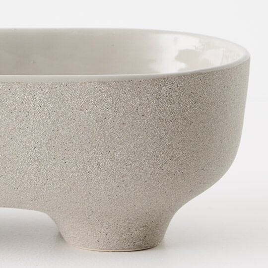 Katia Stoneware Footed Serving Bowl in Taupe 30.5cm