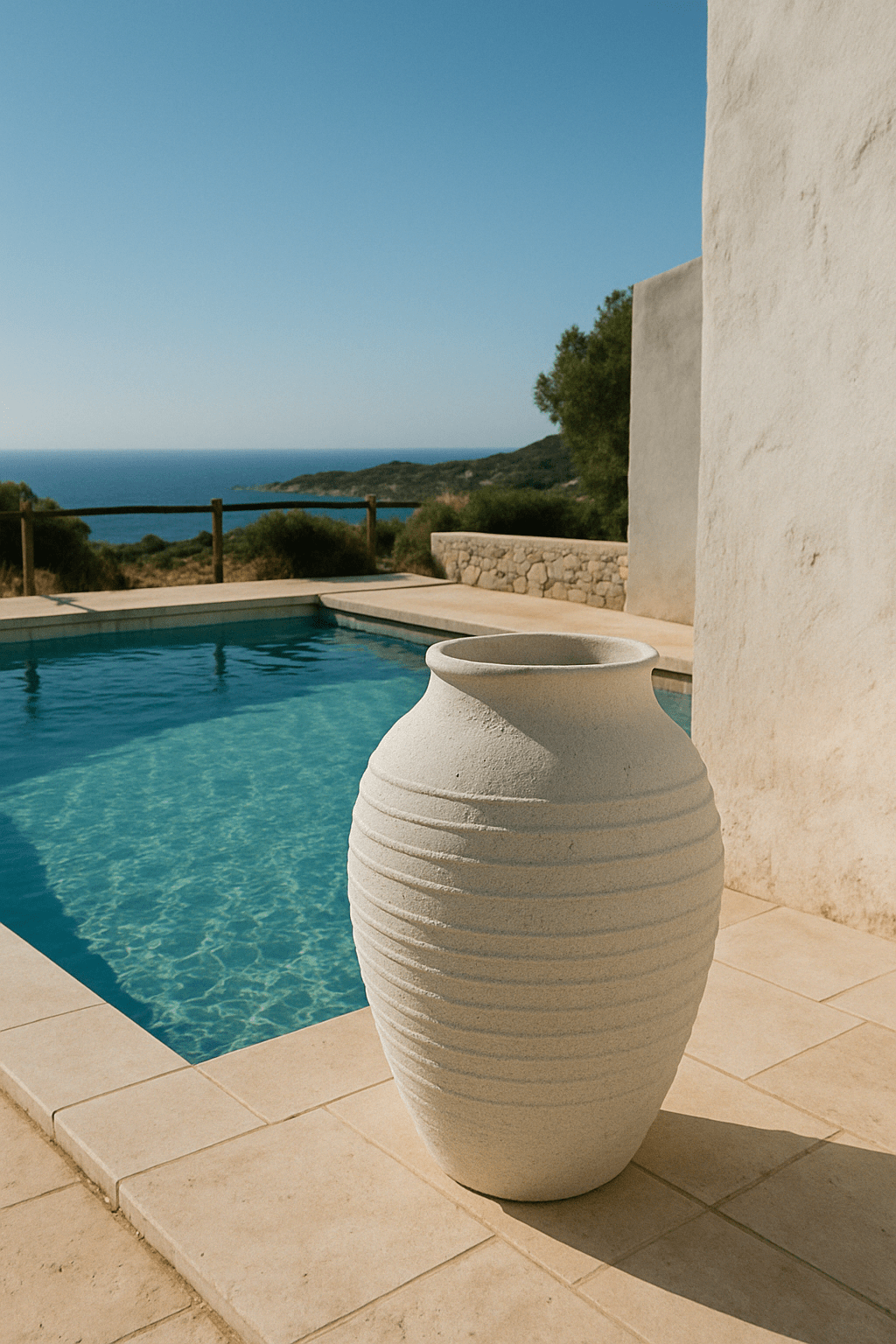 Sicilia Stoneware Pot in Antique White 70cm