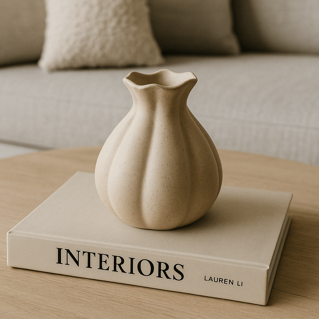 Allegra Stoneware Vase in Sand 18cm
