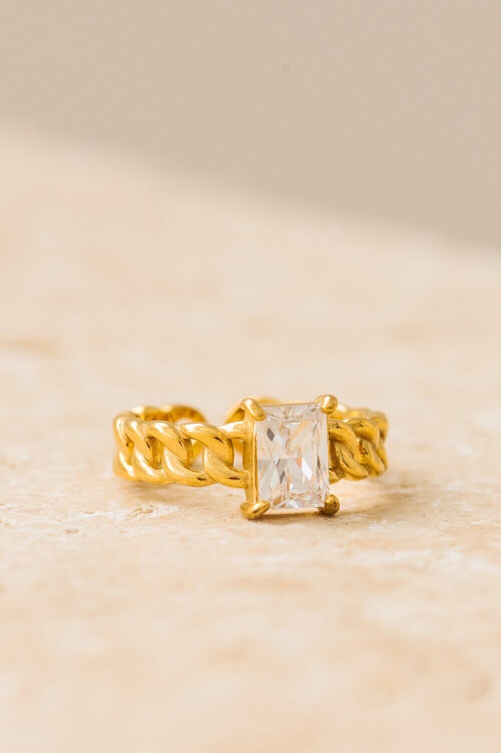Indigo & Wolfe - Zara Gold Ring W/ Clear Gemstone