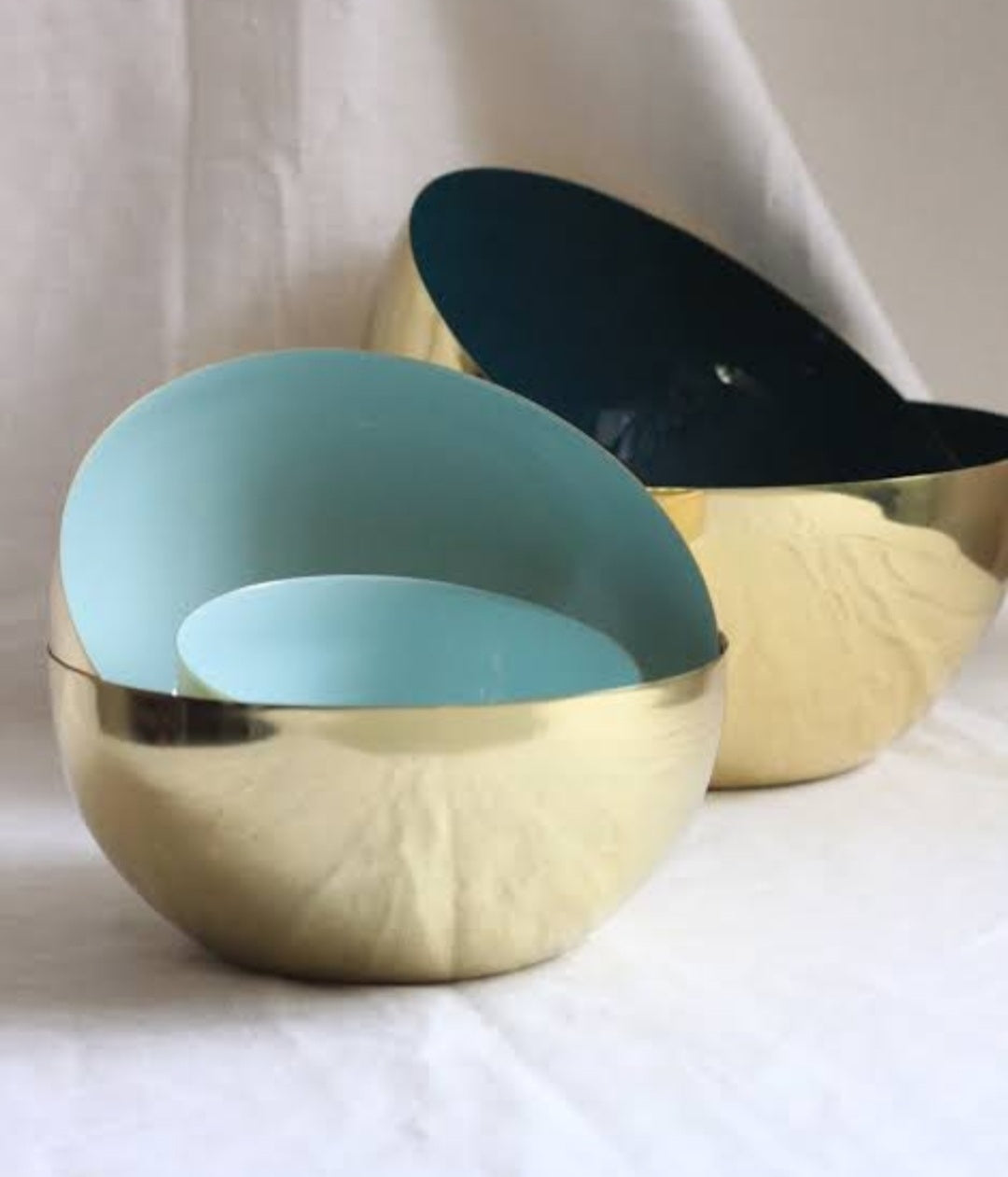 Celia Brass Serving Bowl in Navy 22cm