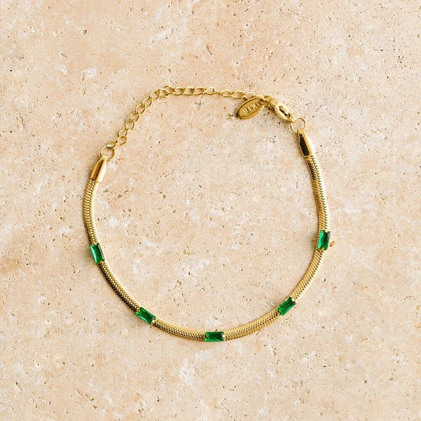 Indigo & Wolfe - Ivy Gold Bracelet W/ Emerald Stone