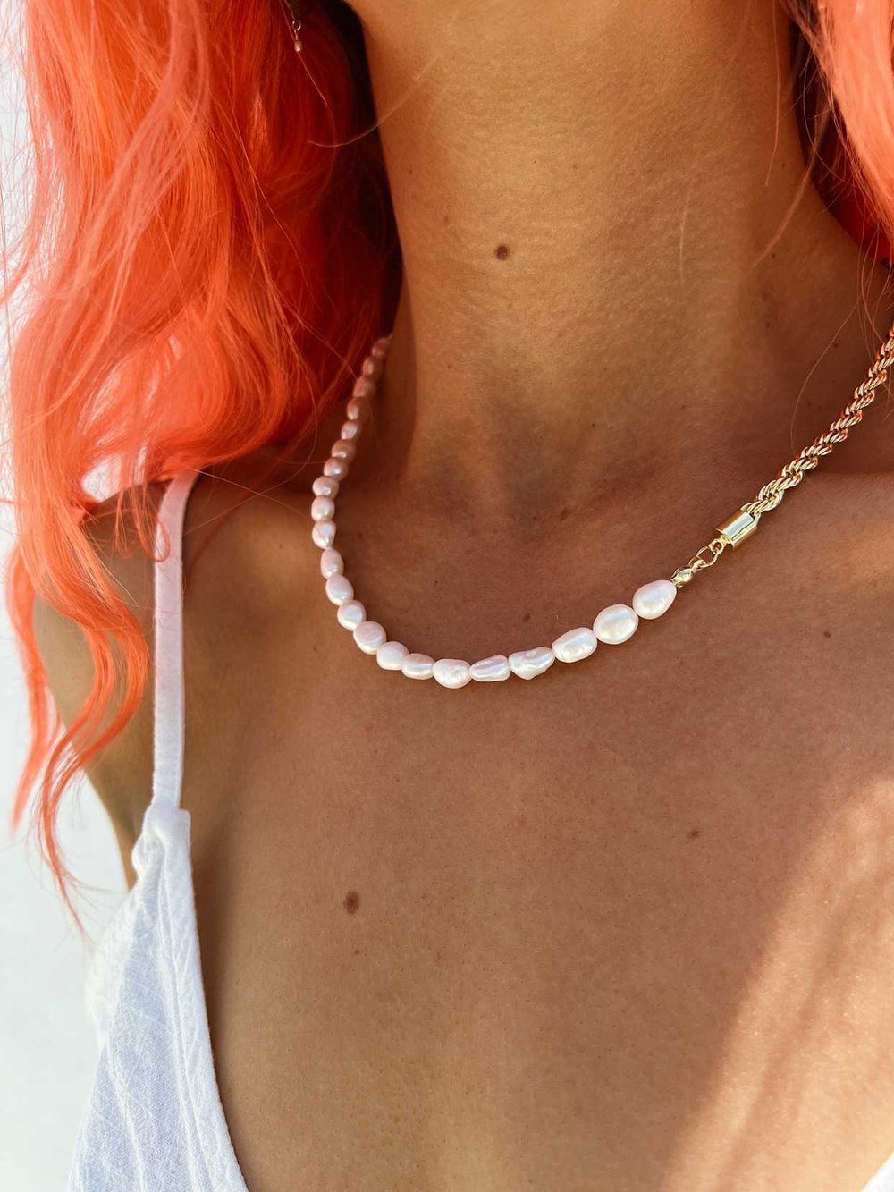 Indigo & Wolfe - Celine Gold Rope & Pearl Necklace