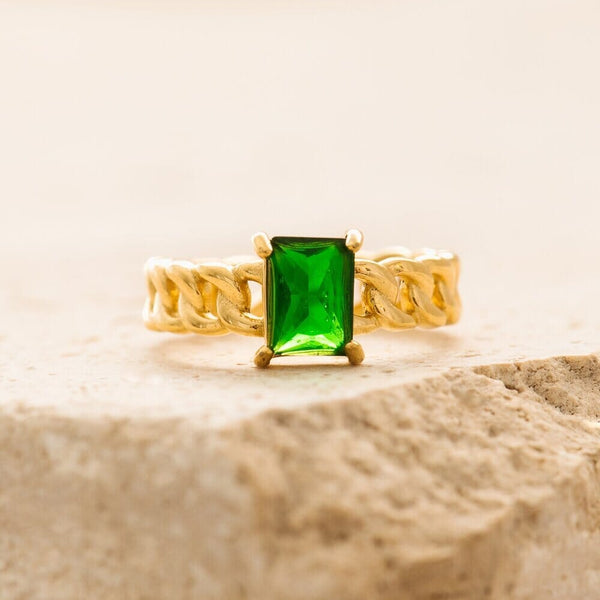 Indigo & Wolfe - Zara Gold Ring W/ Emerald Gemstone