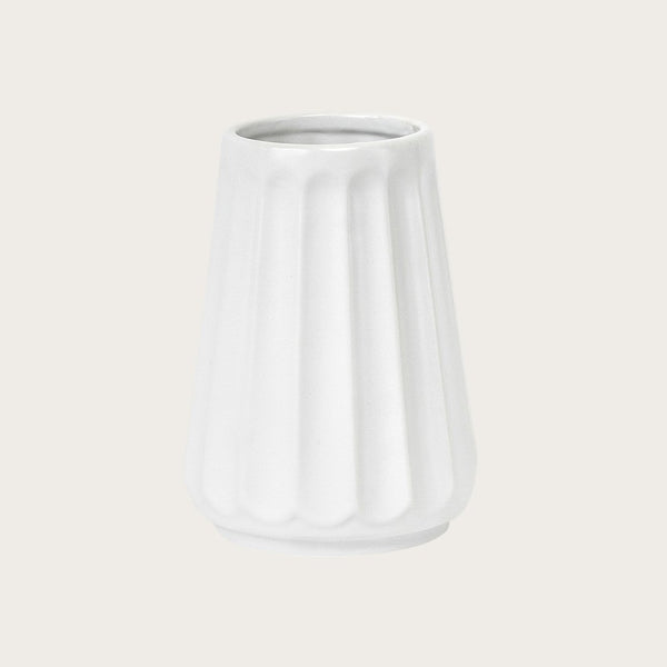 Auguste Small Ceramic Ribbed Vase in White - Buy 1 Get 1 Free Sale