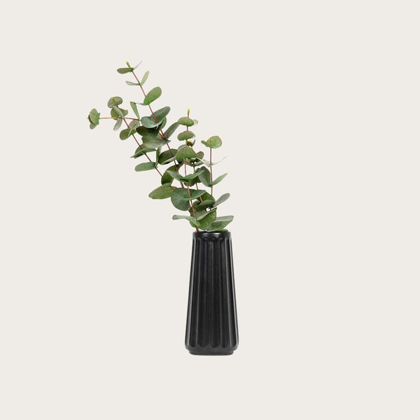 Auguste Ceramic Ribbed Vase in Black - Large (Save 60%)