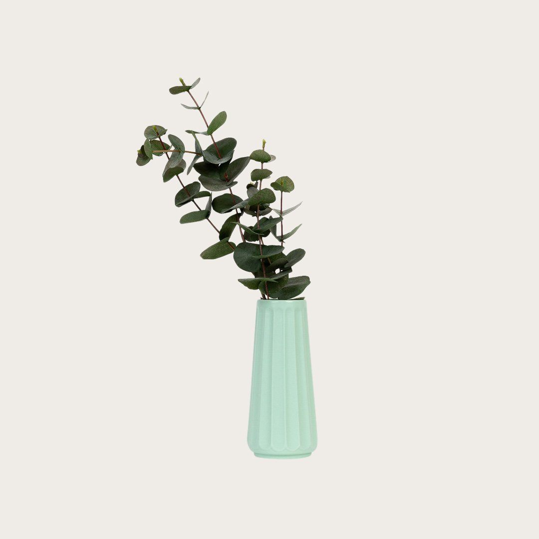 Auguste Ceramic Ribbed Vase in Mint 22cm - Buy 1 Get 1 Free Sale