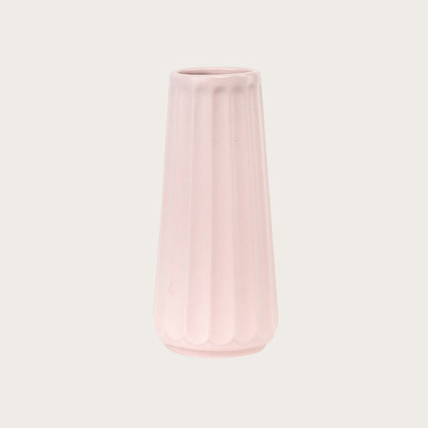 Auguste Large Ribbed Ceramic Vase in Pink - Buy 1 Get 1 Free Sale