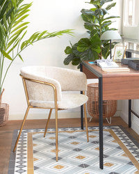 Karlita Chenille Chair in Beige/Gold (Save 15%)