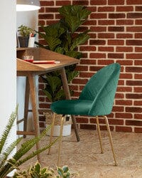 Safia Velvet Dining Chair in Gold/Green - Buy 1 Get 1 free Sale