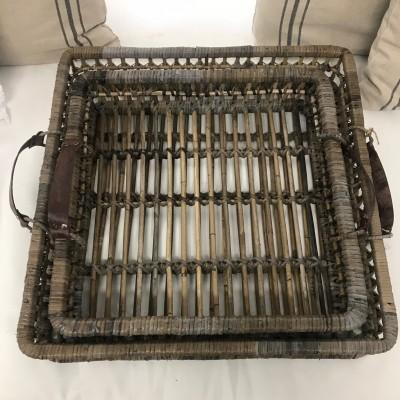 Teleni Rattan Tray W/ Leather Handles - Large