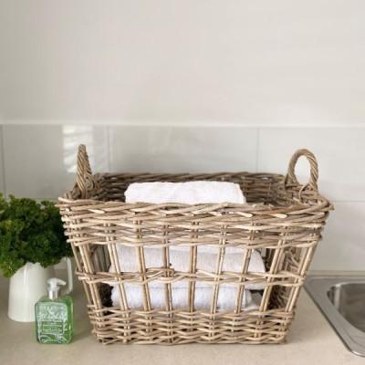 Oversized Rattan Laundry Basket W/ Handles