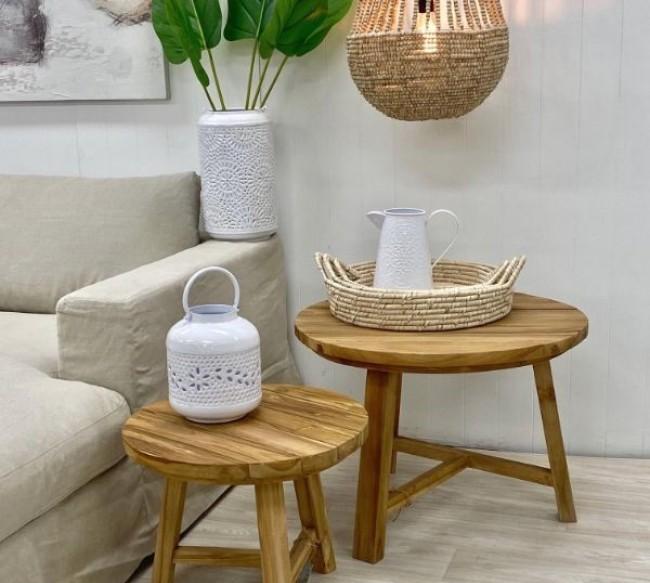 Diah Large Round Wood Coffee Table 70cm (Save 48%)