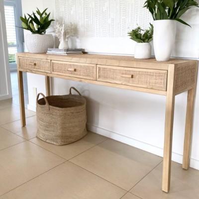 Tallulah Rattan Weave Console Table Natural (Save 13.3%)