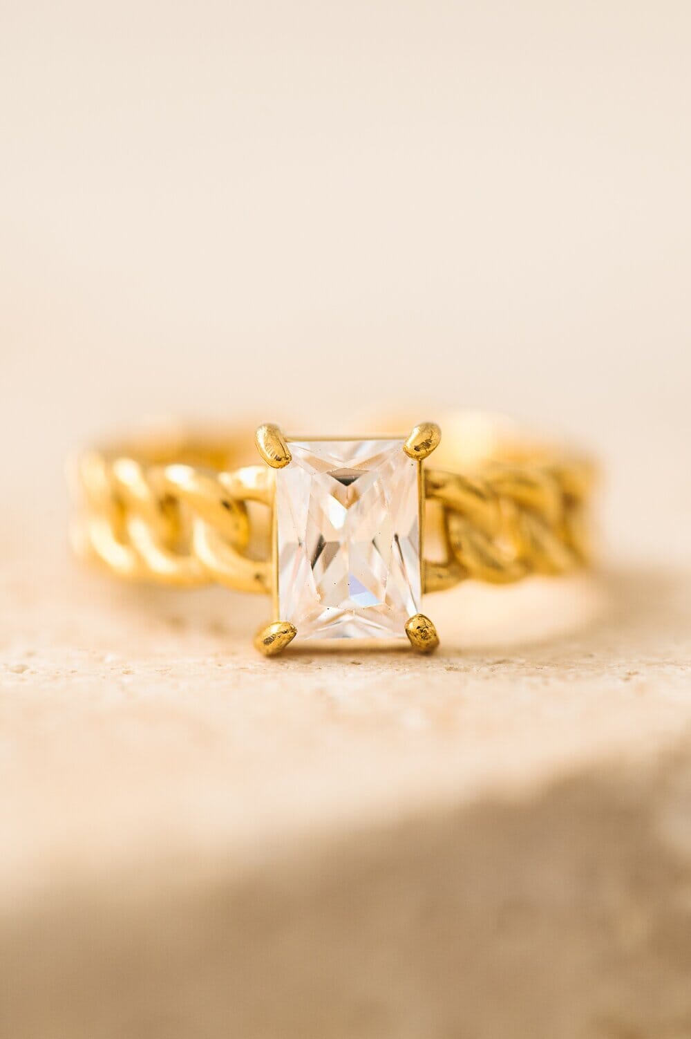 Indigo & Wolfe - Zara Gold Ring W/ Clear Gemstone
