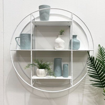 Calil Round Metal Wall Shelf in White