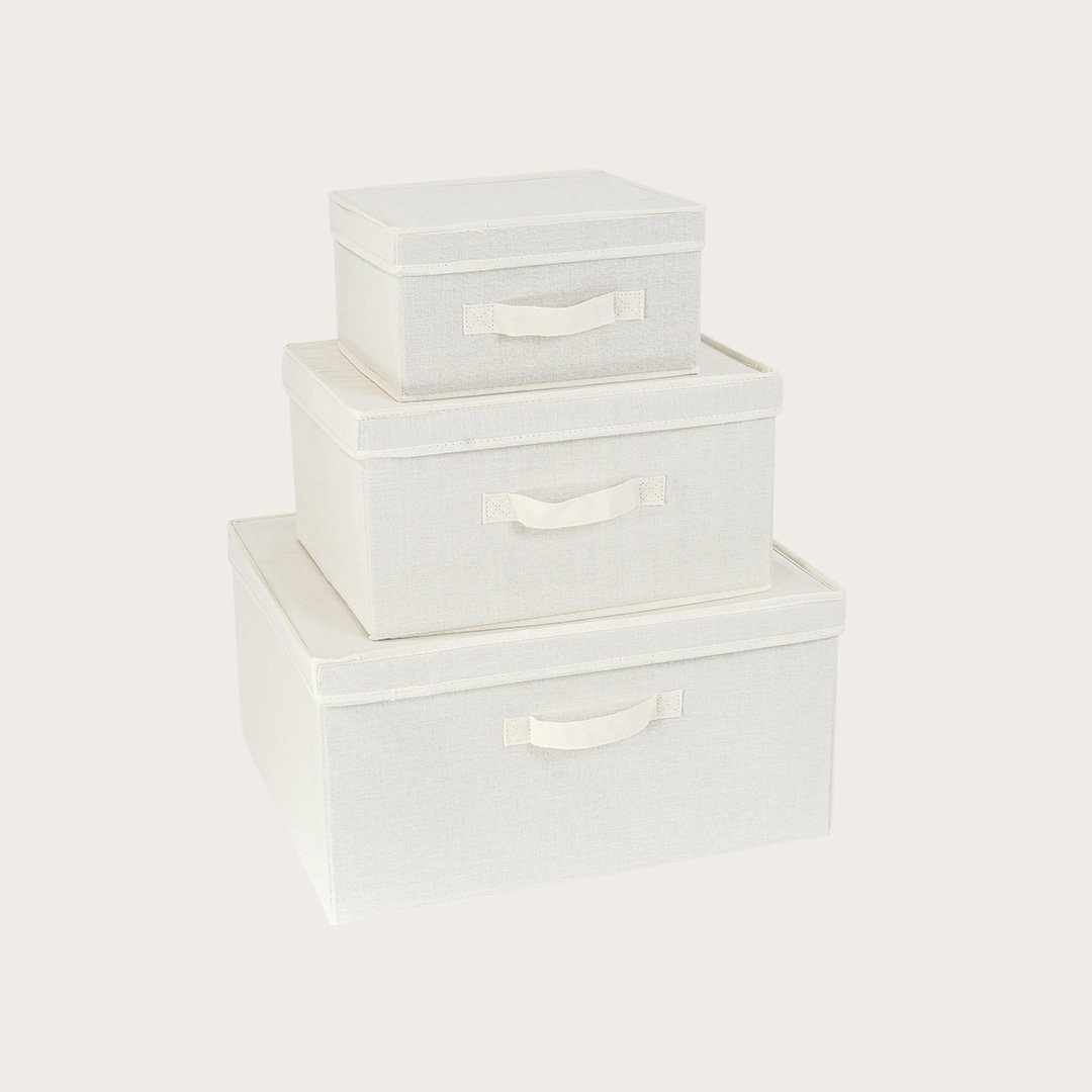 Canvas Stackable Storage Box Set in White - Buy 1 Get 1 Free Sale