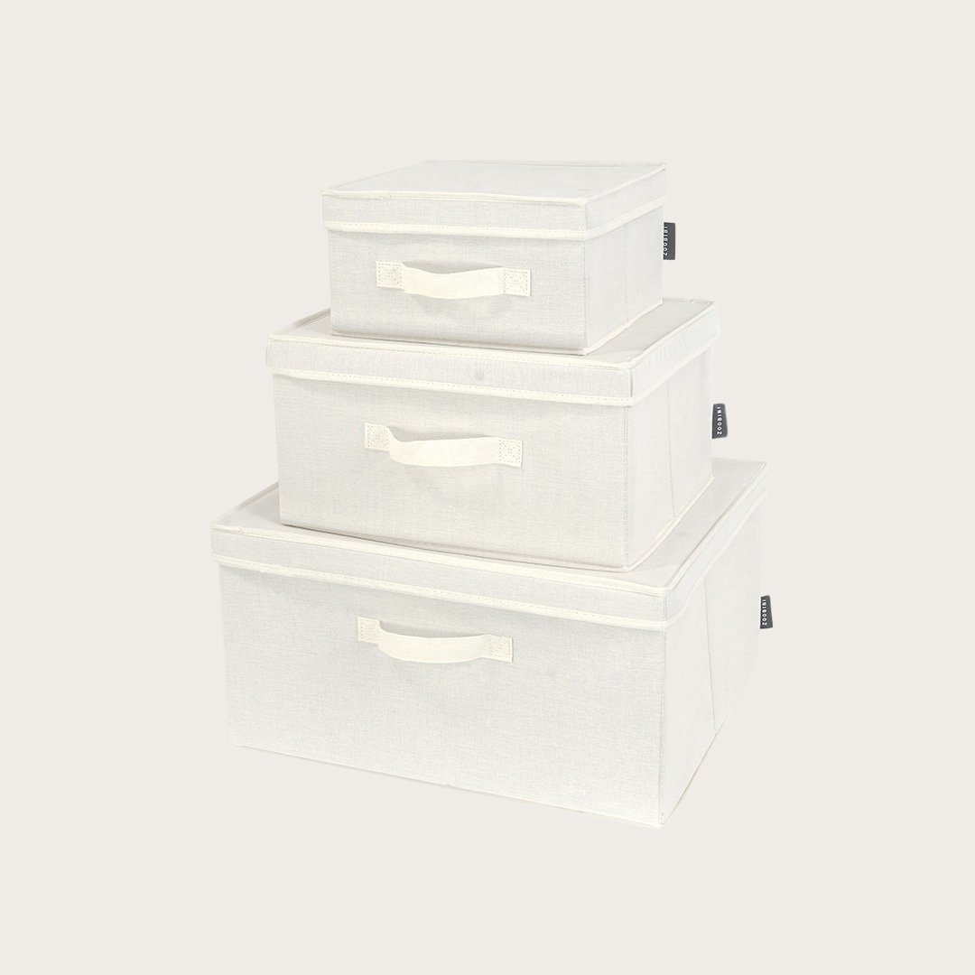 Canvas Stackable Storage Box Set in White - Buy 1 Get 1 Free Sale