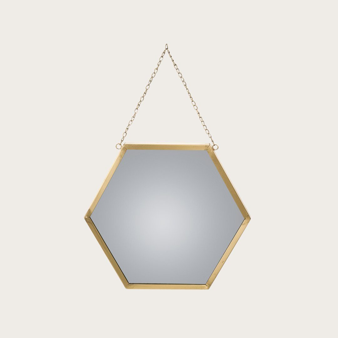 Gino Hexagon Metal Mirror in Brass 34cm
