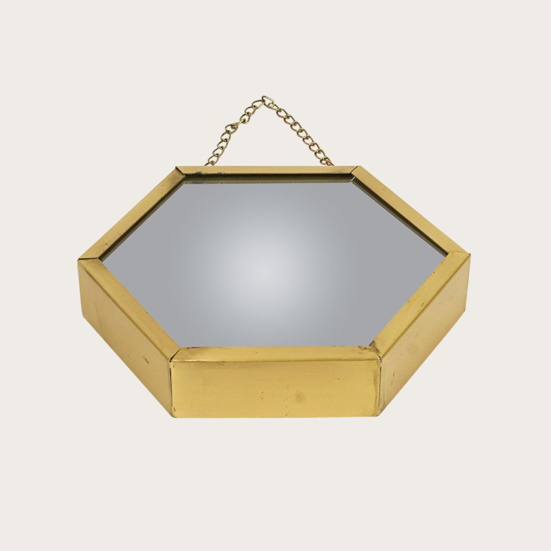 Gino Hexagon Metal Mirror in Brass 22cm