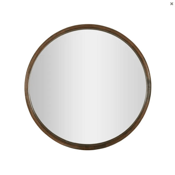 Astria Round Wall Mirror in Walnut Wood