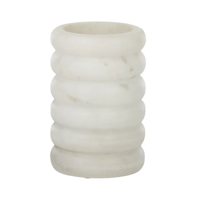 Paloma Large Ripple Marble Vase White