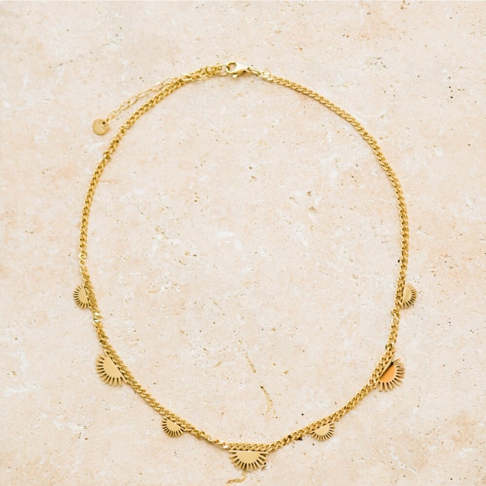 Indigo & Wolfe - Horizon Gold Necklace W/ Sun Pendants