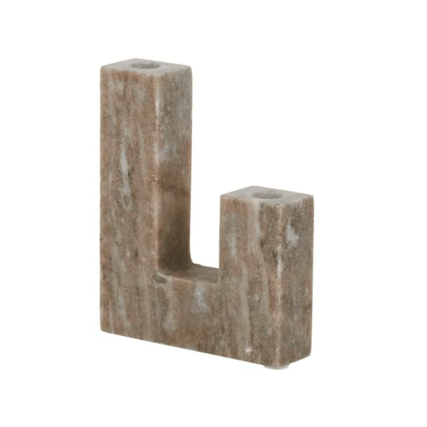 Cubica Marble Candle Holder in Beige
