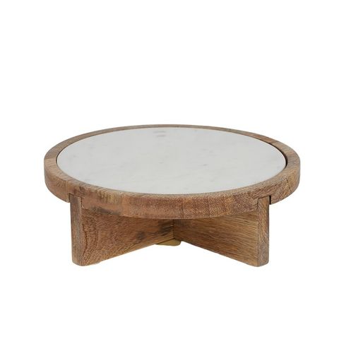 Iris Marble and Wood Footed Serving Board - Small