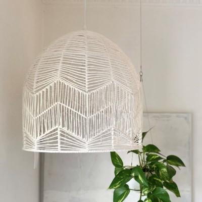 Clio Hand Woven Kudu Pendant in White