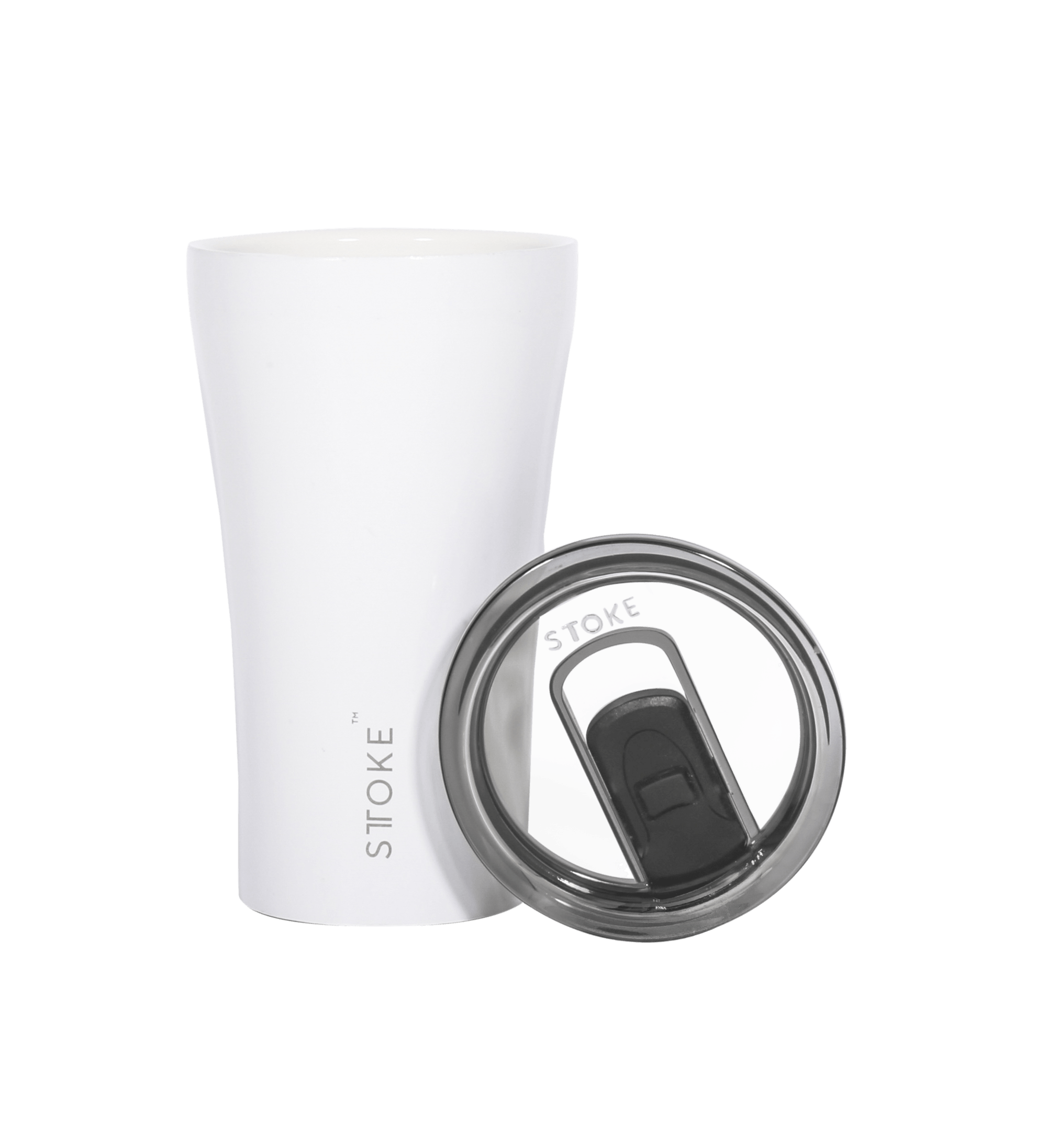 STTOKE Reusable Ceramic Cup in White 12oz - Save 25%