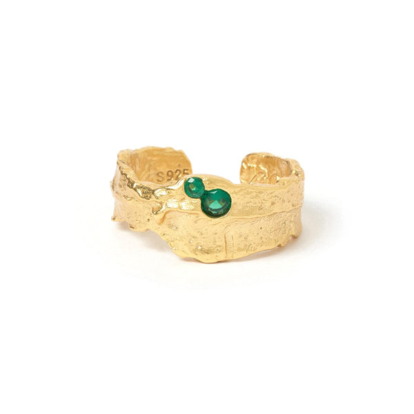 Anya Gold and Emerald Ring Arms of Eve