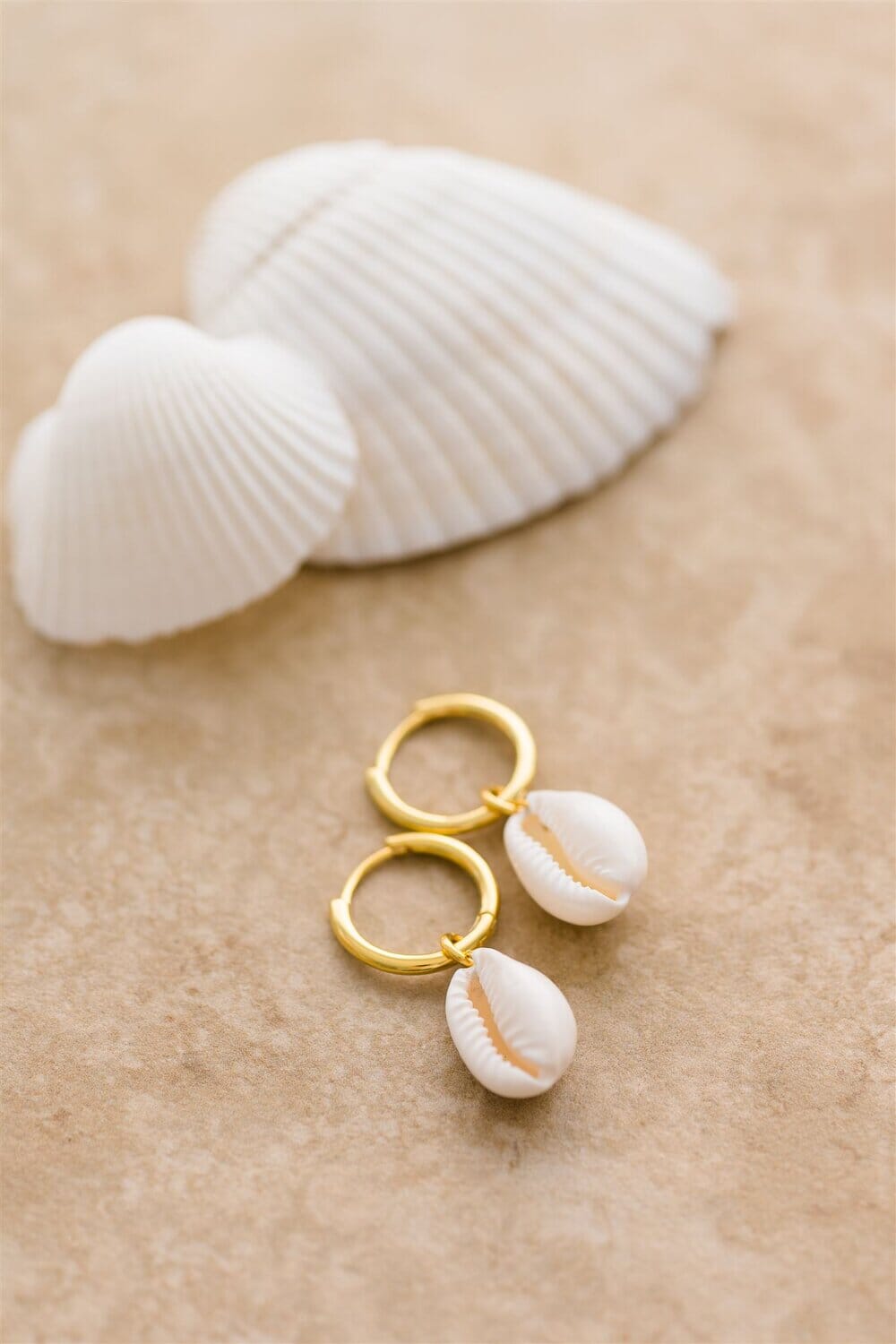 Indigo &amp; Wolfe - Maui Gold Earrings W/ Cowrie Shell Pendants