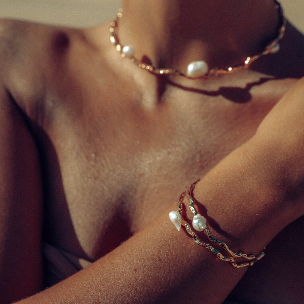 Gaia Gold + Freshwater Pearl Cuff