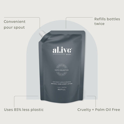 Al.ive Body - 1 Ltr Lotion Refill - Coconut &amp; Wild Orange